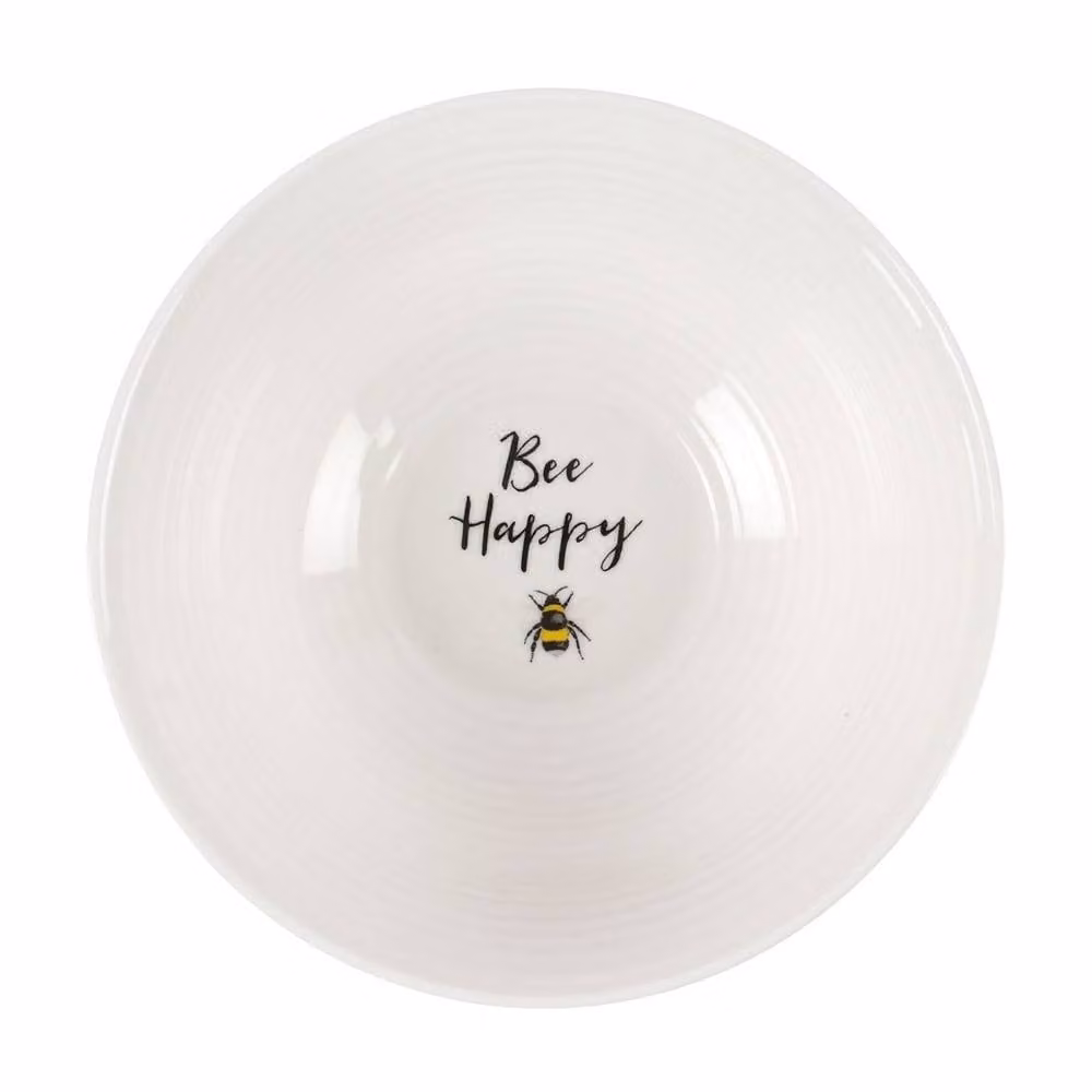 Uniqueful Bee Happy Ceramic Cereal Bowl in White – 2