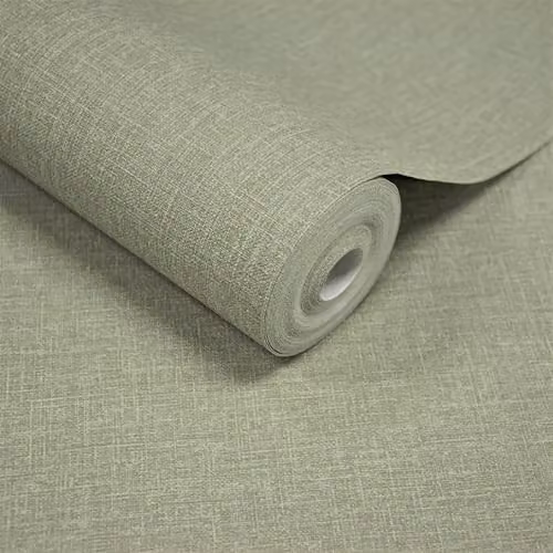 Grandeco Boutique Pure & Protect Cirrus Woven Linen Textured Antibacterial Wallpaper, Sage Green