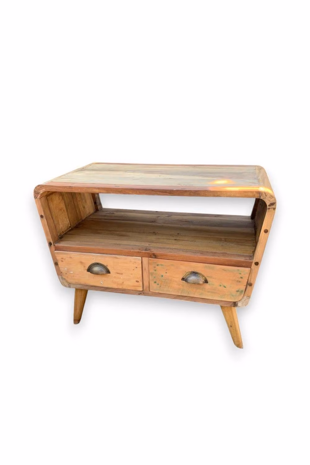 KDMD Handmade Teak TV Stand with 2 Drawers in Brown Rustic Finish W/D/H: 120 x 46 x 61 cm – 2