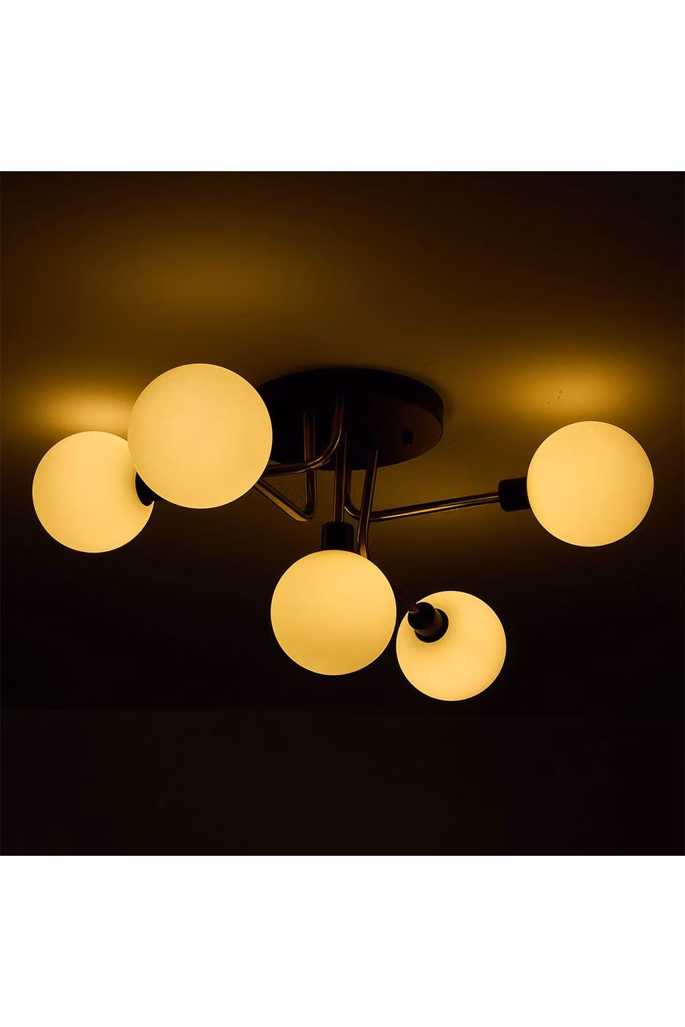 Living and Home 5-Light Modern Ceiling Light with Transparent Glass Sphere Shades in Black – 4