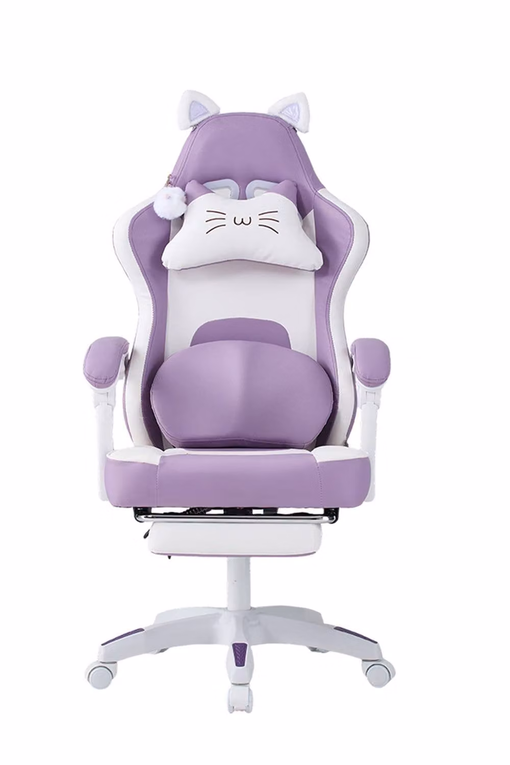 Living and Home Purple Gaming Chair with Footrest, Massage Lumbar Cushion, Headrest and Swivel Function – 2