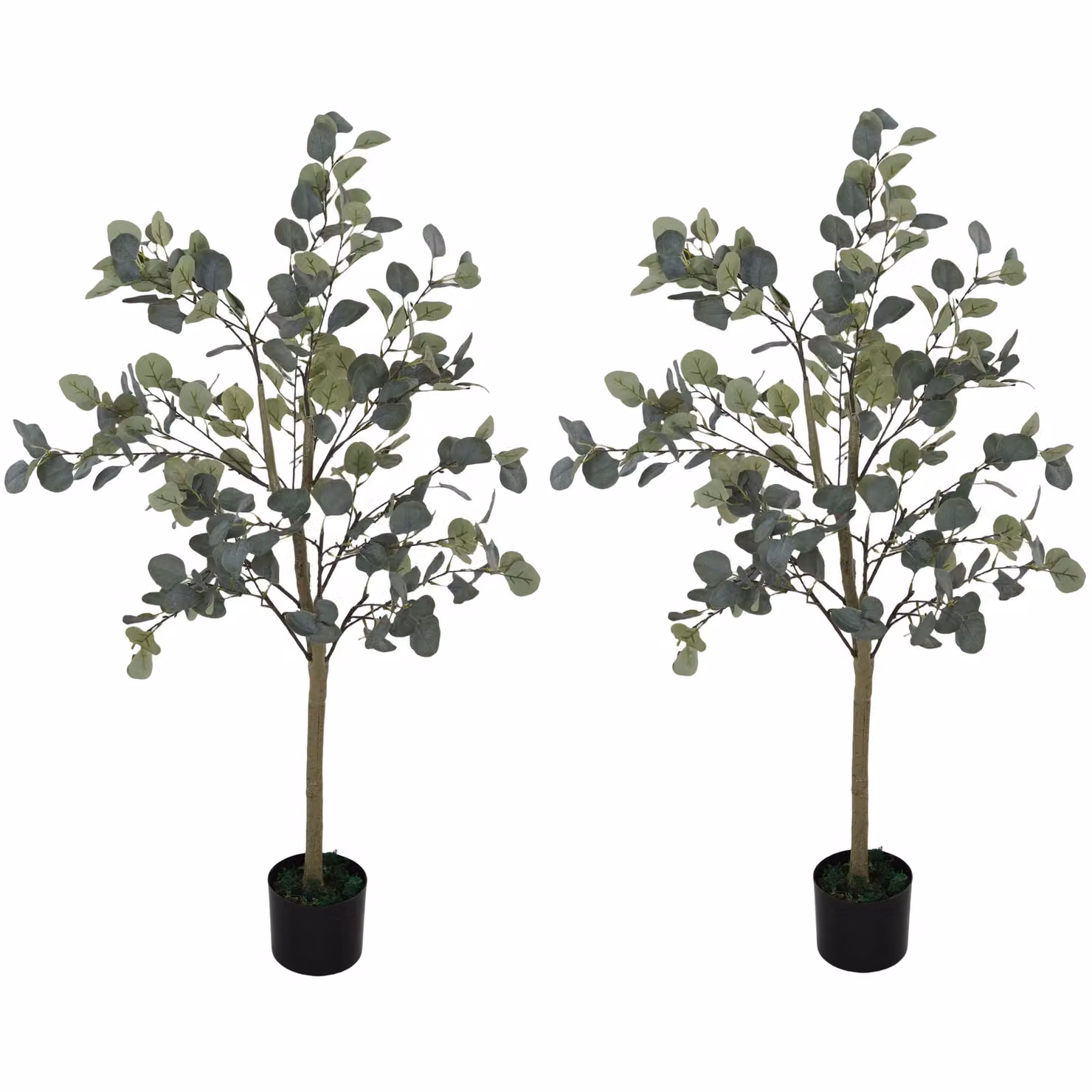 HOMCOM 2 Pack Green Faux Silk Eucalyptus Trees, Height: 120 cm – 2