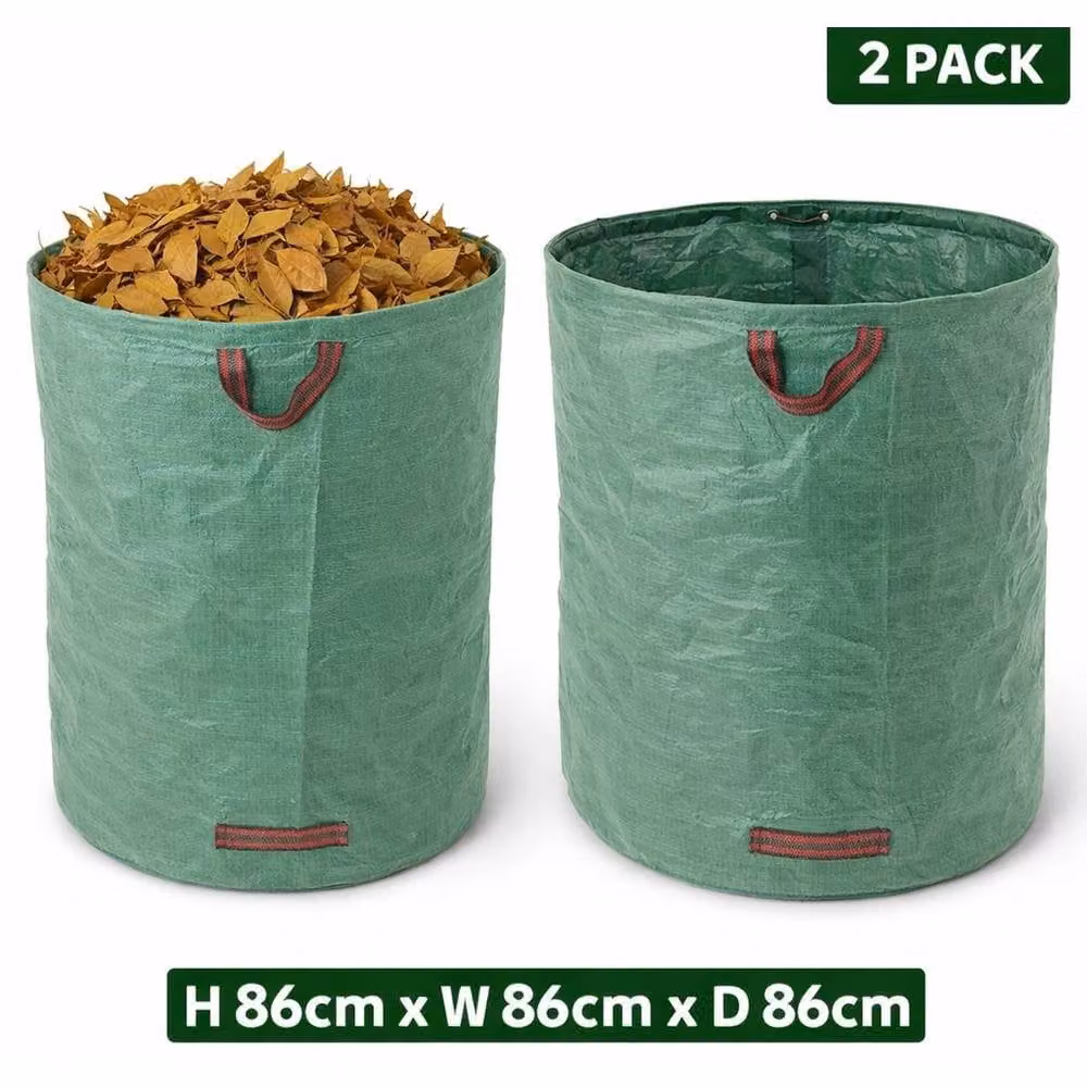FLAVORA 2 Pack Large Waterproof Garden Waste Bags in Green, W/D/H: 100 x 100 x 100 cm – 2
