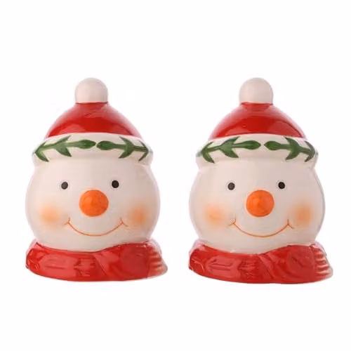 Widdop and Co Santa and Friends Christmas Salt and Pepper Shakers, Red and Multicolour Ceramic Snowman Design