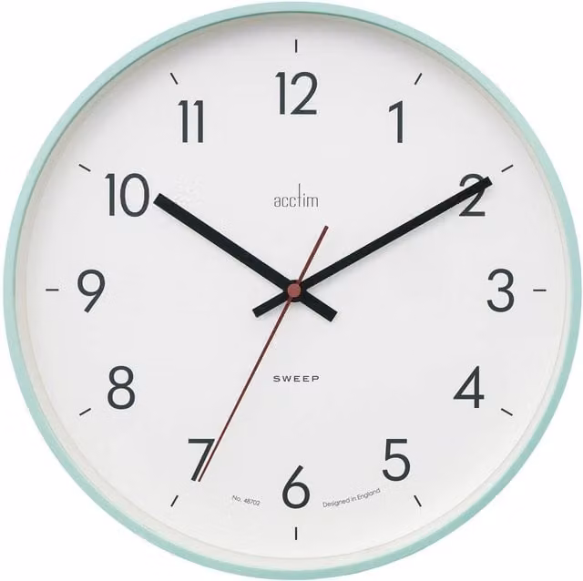 Acctim Aster Round Silent Analog Wall Clock in Green, Diameter: 30 cm