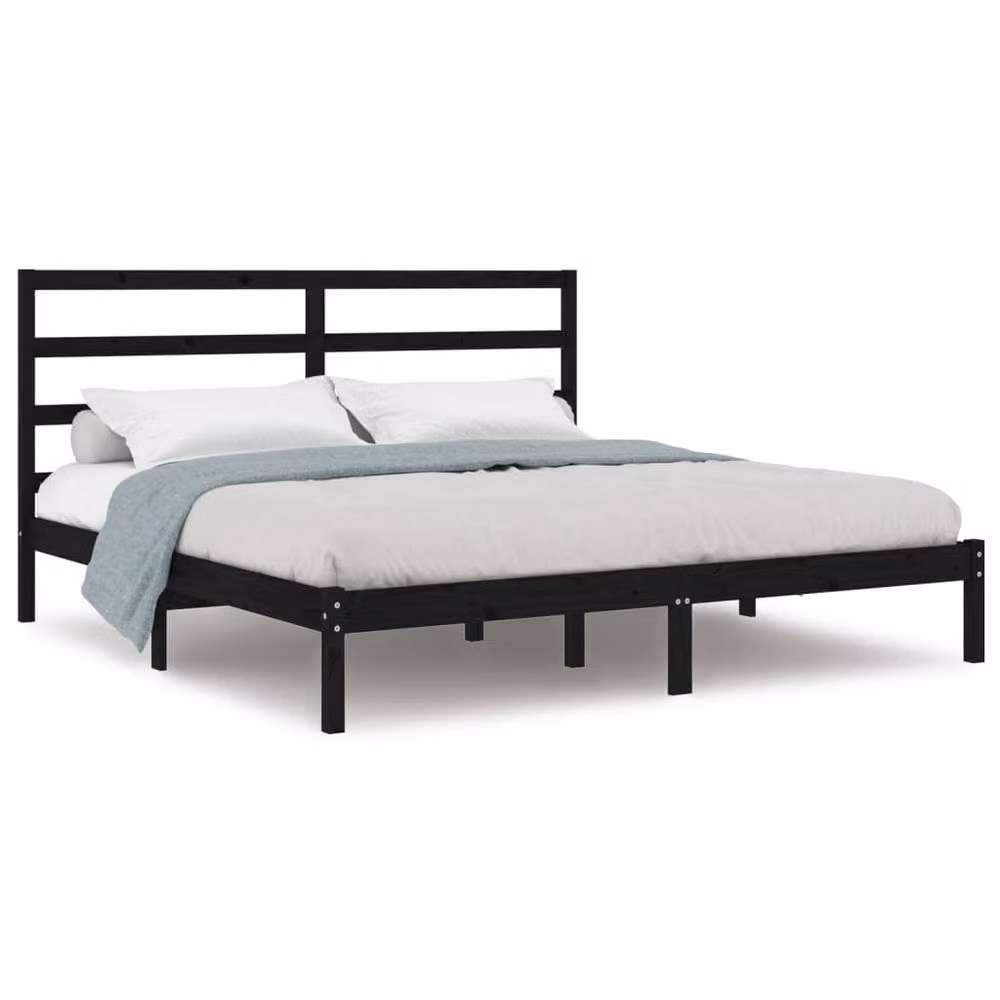 Berkfield Home Beautiful Bed Frame in Black Solid Pine, W/D/H: 200 x 100 x 206 cm – 3