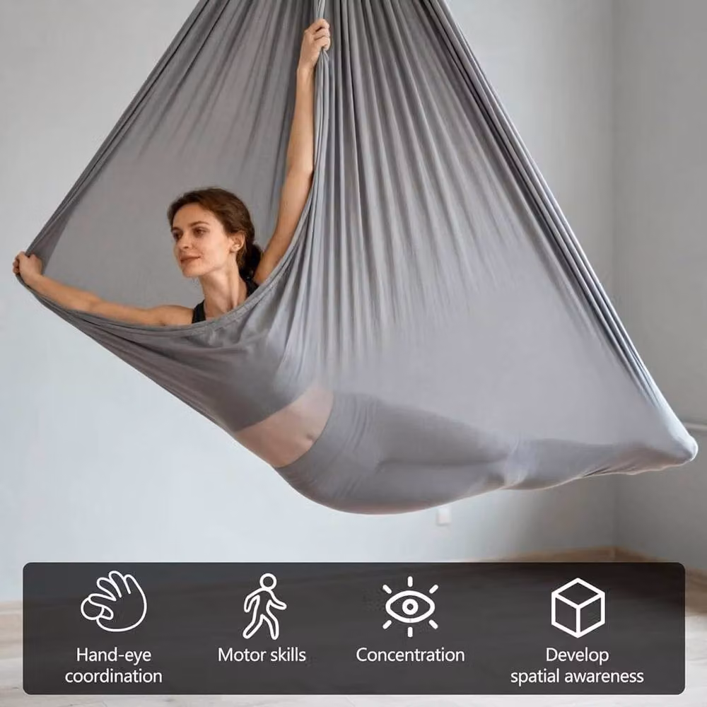 FLAVORA grey Portable Aerial Yoga Hammock – 3