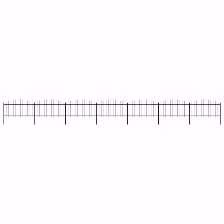 Berkfield Home Durable Steel Spear Top Garden Fence, Black, H: 125 cm, W: 11.9 m