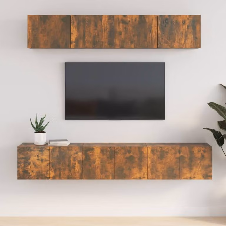 Berkfield Home Classic 5 Piece Smoked Oak TV Cabinet Set in Brown