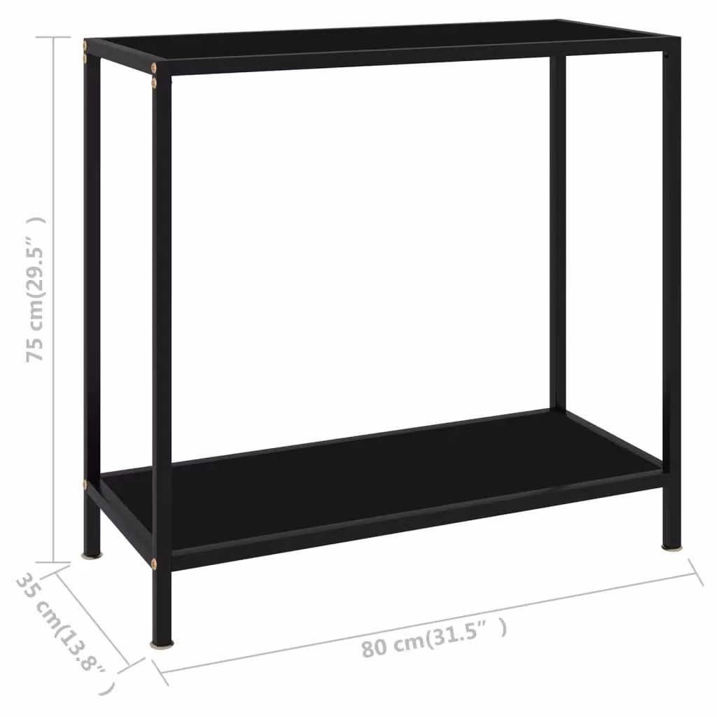Berkfield Home Modern Black Console Table with Tempered Glass, W/D/H: 80 x 35 x 75 cm – 6