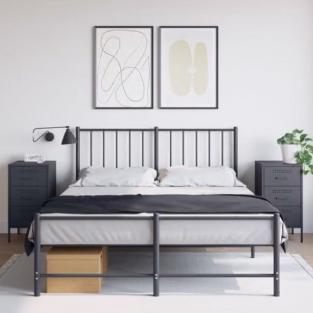 Berkfield Home Set of 2 Anthracite Metal Bedside Cabinets, W/D/H: 36 x 39 x 68 cm – 1