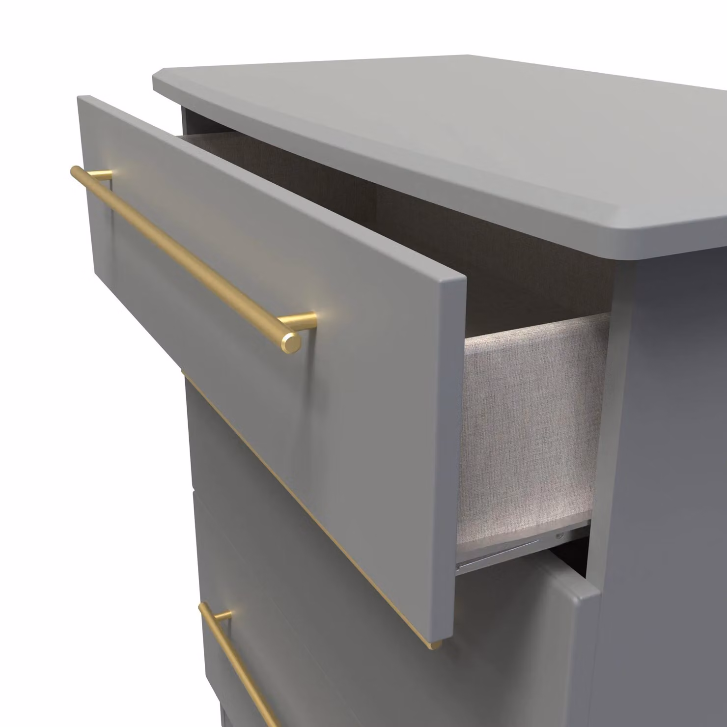 Helmsley 3 Drawer Deep Chest in Dark Grey with Gold Accents, Ready Assembled – 3