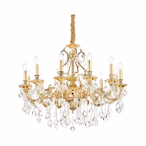 Netlighting Gioconda Gold/Brass Crystal Pendant Light with Height Adjustment