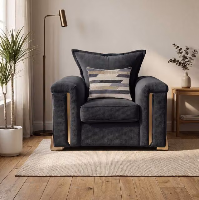 Somnior Deco Arch Armchair in Charcoal Sherpa Columbus Fabric
