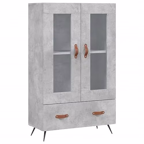 vidaXL Modern Highboard in Grey with Glass Doors and Internal Shelves, W/D/H: 69.5 x 31 x 115 cm – 1