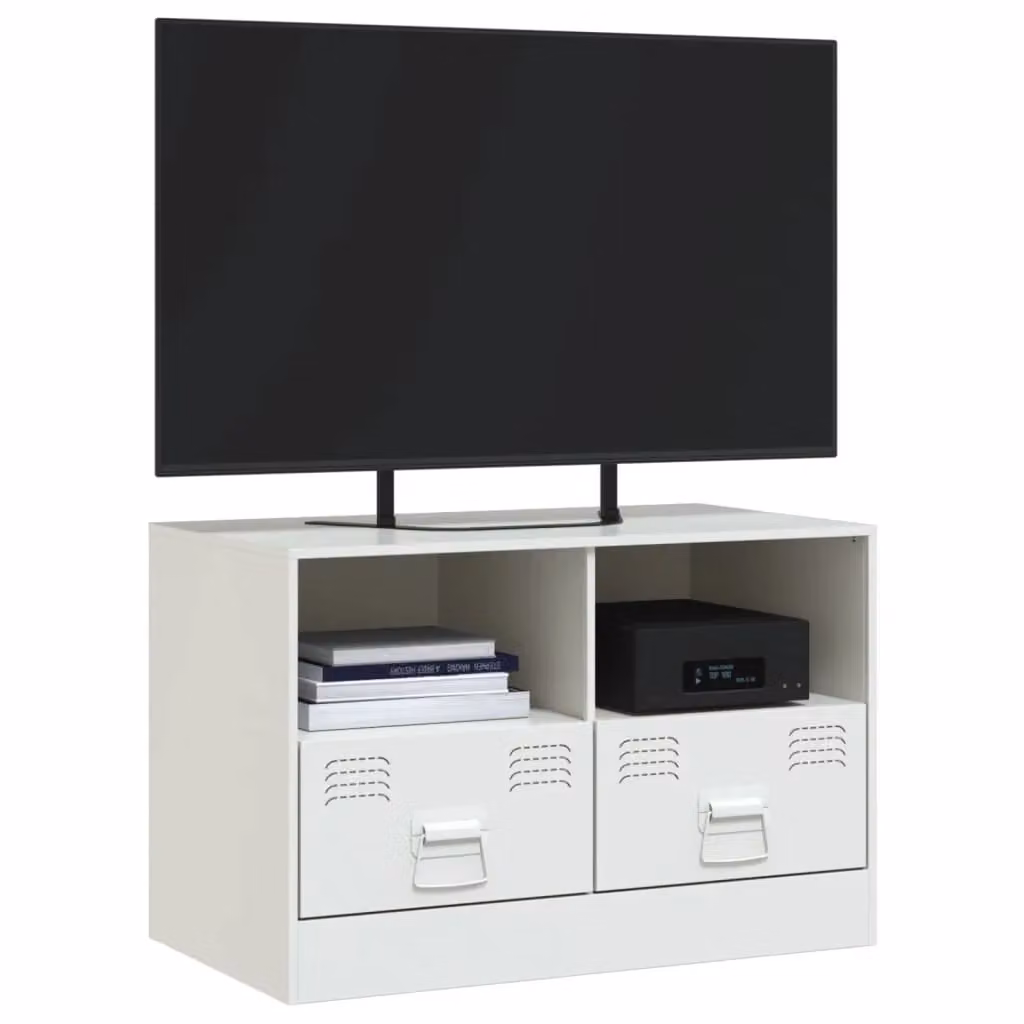 Berkfield Home Modern White Steel TV Cabinet W: 67 cm, D: 39 cm, H: 44 cm – 3