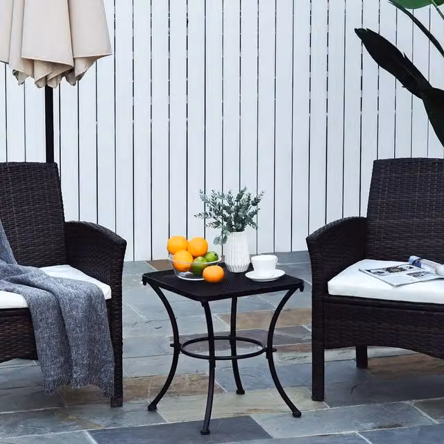 OUTSUNNY Black Metal Square Outdoor Patio Bistro Table, W/D/H: 45 x 45 x 45 cm