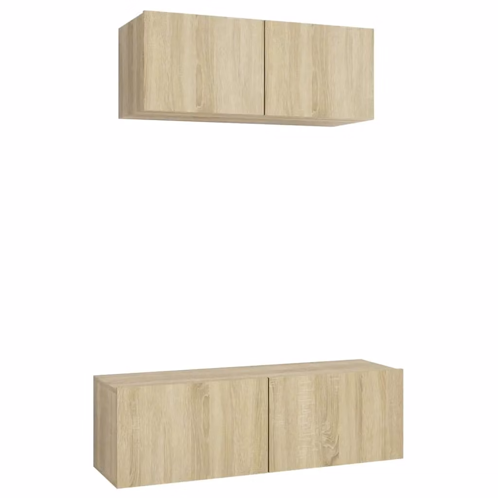 Berkfield Home 2 Piece TV Cabinet Set in Sonoma Oak and Brown with Lowboard and Wall Cabinet – 2