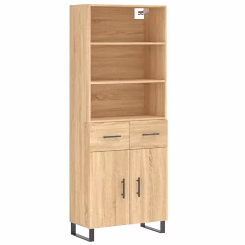 vidaXL Industrial Style Highboard Sideboard in Sonoma Oak and Brown with Drawers and Doors – 1