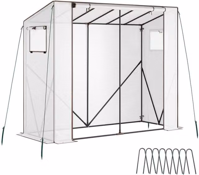 tectake Anton Plastic and Steel Greenhouse in Transparent, W/D/H: 200 x 77 x 170 cm – 1