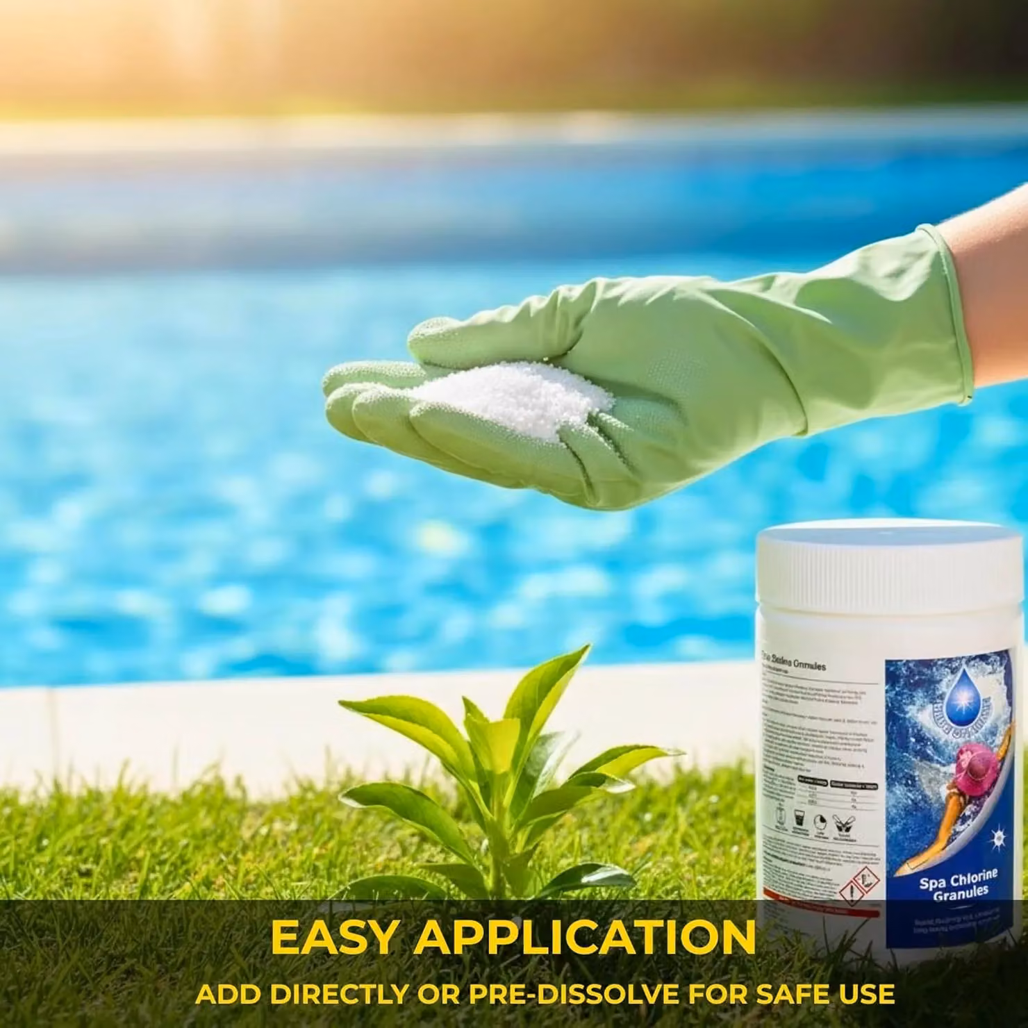 Shatchi Chlorine Granules for Hot Tub and Pool Disinfection, White, 2 x 1kg – 4
