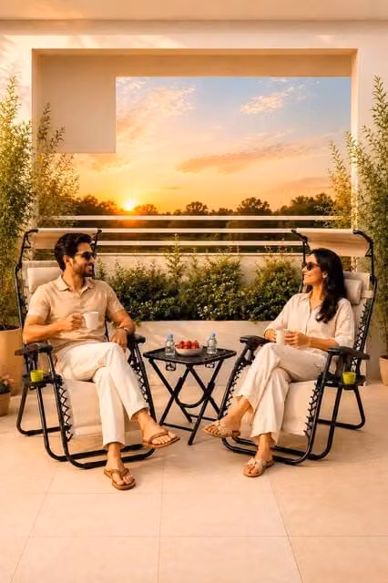 Neo Folding Portable Zero Gravity Chair and Table Set in Sand with Adjustable Headrest and Cup Holders