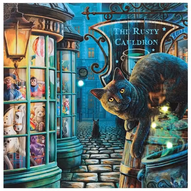 Lisa Parker The Rusty Cauldron Light Up Canvas Plaque in Green and Multicolour