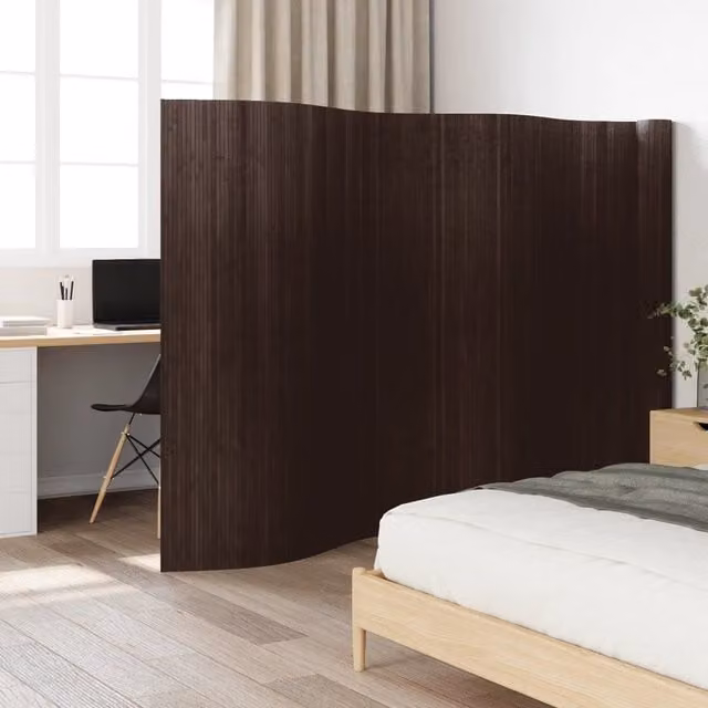 Berkfield Home Bamboo Room Divider, Dark Brown, H 165 cm x W 800 cm