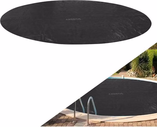 AREBOS Round Solar Pool Cover Thermal Film in Black