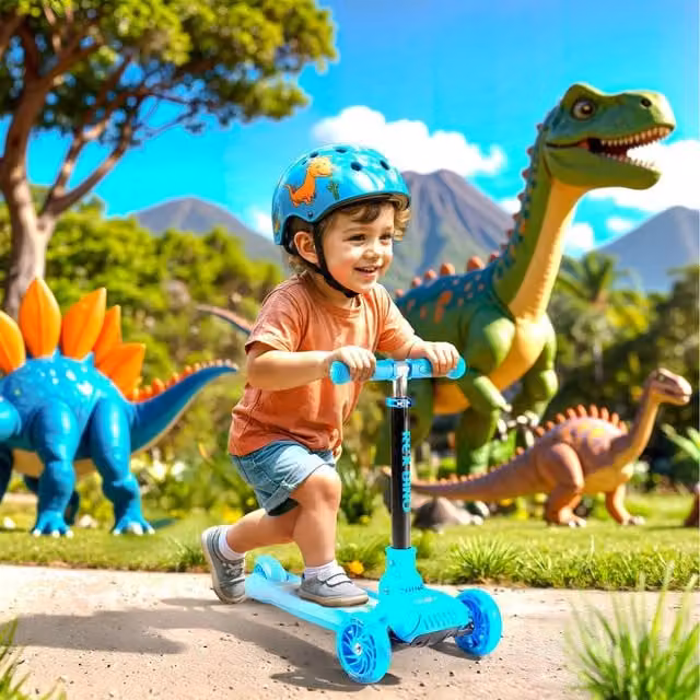 FableKids Childrens Foldable LED Scooter in Blue