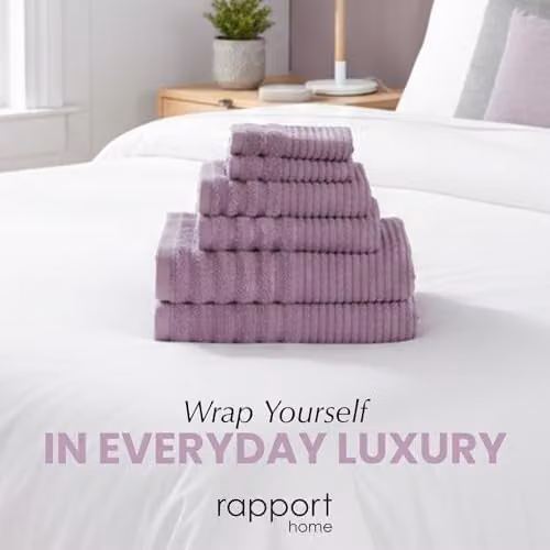 Rapport Home Linear 6-Piece Cotton Towel Bale Set in Pink and Purple, 500gsm – 4