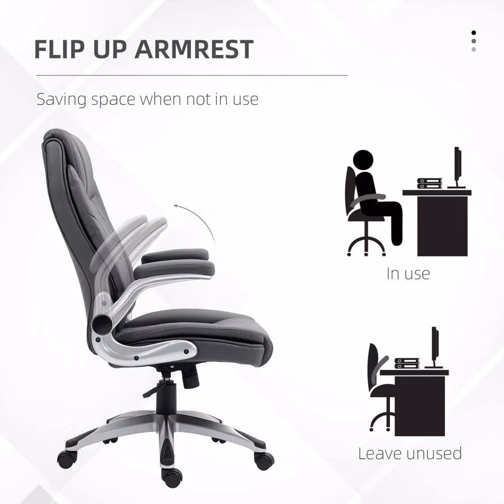 STILVORA Grey Executive Office Chair with Synthetic Leather, Headrest and Armrests – 5