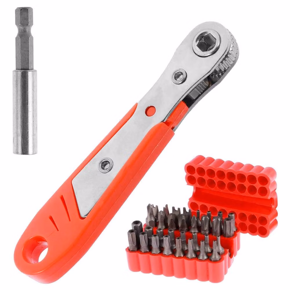 VOGREX 34-Piece Screwdriver Bit Set with Tamperproof Hex Key Spanner and Torx Tri-Wing in Silver – 4