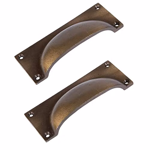 Hammer & Tongs Matt Gold Shell Rectangular Cabinet Drawer Pull, Pack of 2 – 1