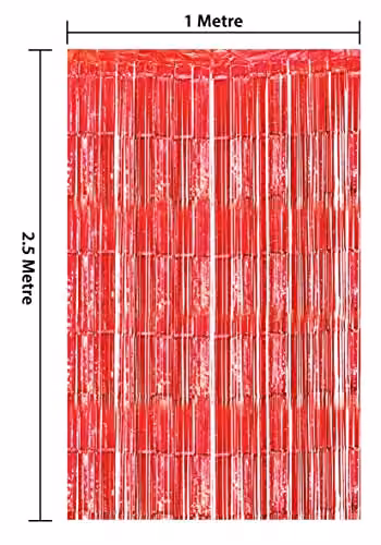 Netagon Red Shimmer Tinsel Curtain W: 100 cm, H: 250 cm – 2