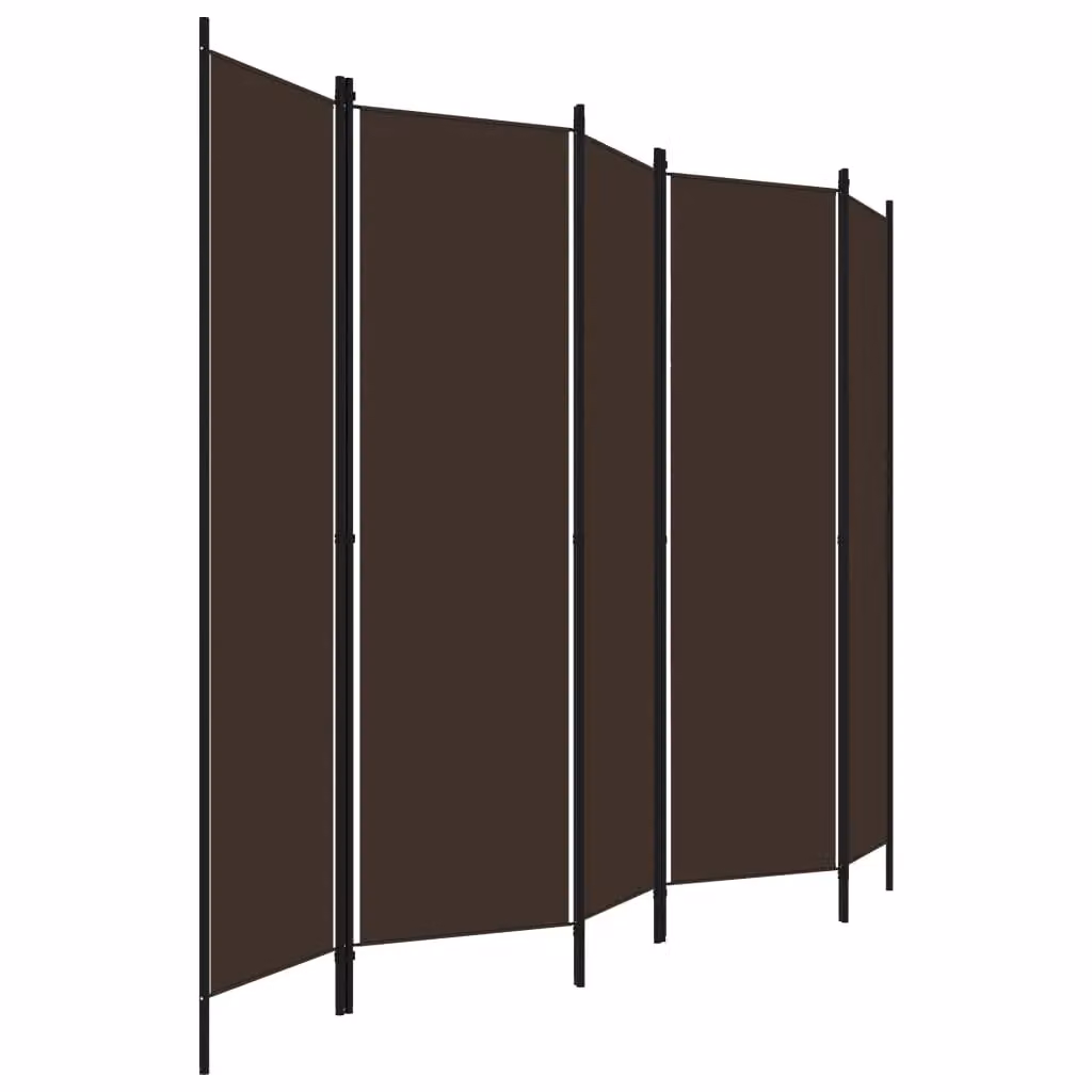Berkfield Home 5-Panel Modern Room Divider, Brown, W: 250 cm, H: 180 cm – 3