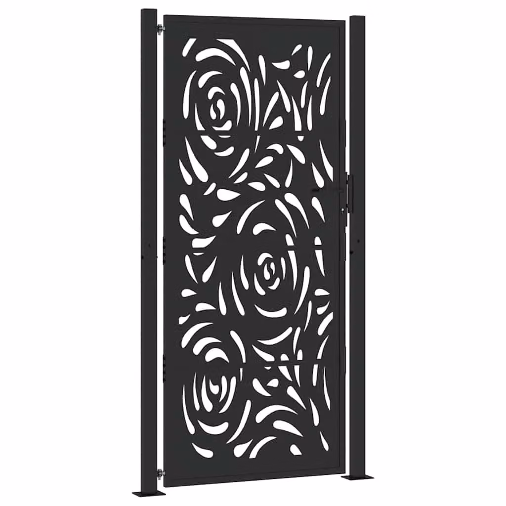 Berkfield Black Steel Garden Gate, W: 105 cm, H: 205 cm – 2
