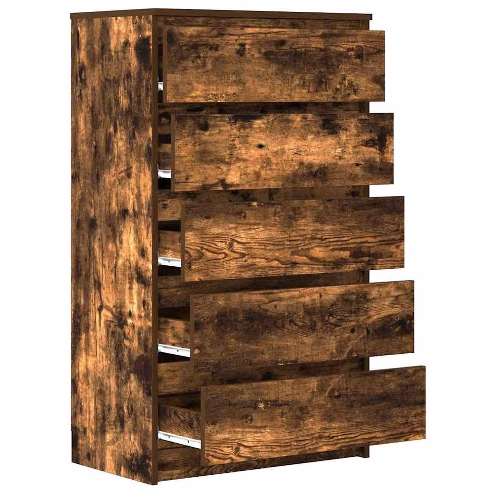 Berkfield Home Elegant Drawer Cabinet in Smoked Oak Brown, W/D/H: 60 x 36 x 103 cm – 3