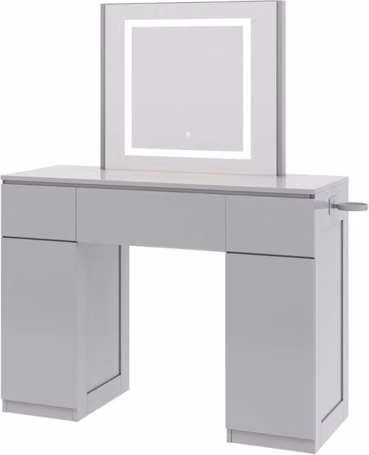 MCC Direct Toronto Grey Glossy Dressing Table with Adjustable LED Mirror – 1