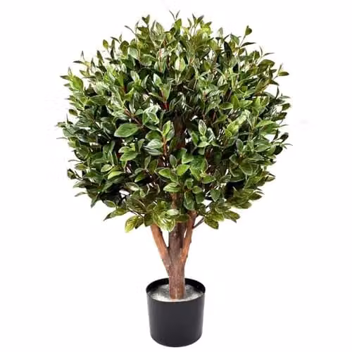 Botanik Realistic Artificial Potted Topiary Tree in Green and Black for Tabletop Display – 1