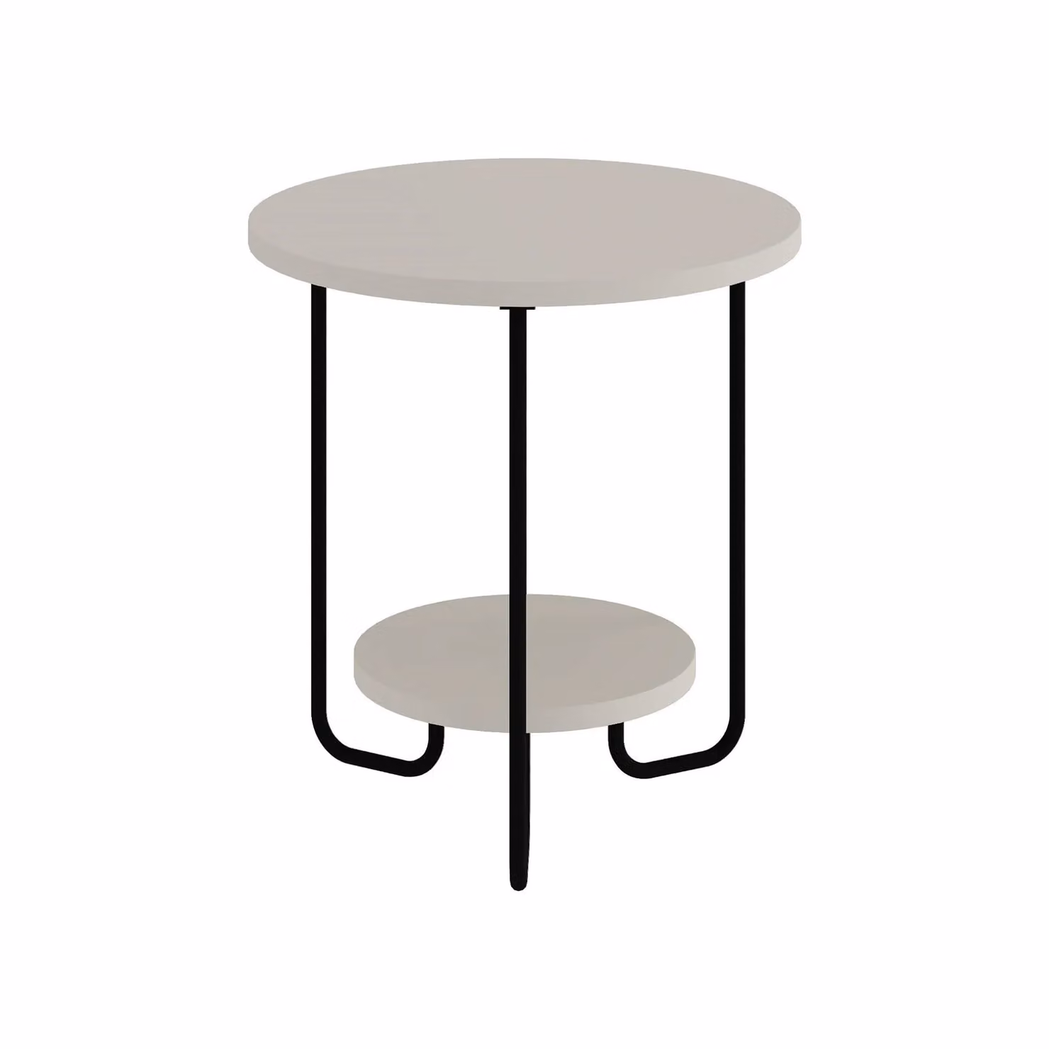 FWStyle 2 Tier Round Sandstone Side Lamp Table in Beige – 3