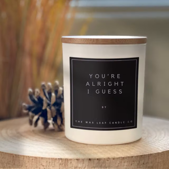 The Wax Leaf Candle Co You're Alright I Guess Novelty Scented Gourmand Candle in Black