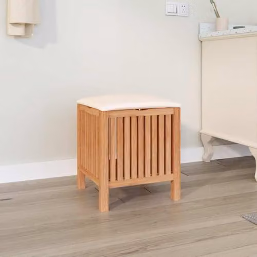 vidaXL Solid Wood Bathroom Stool in Walnut Brown, W/D/H: 40.5 x 40 x 52 cm – 2