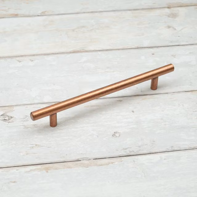 Handle & Home Brushed Copper T-Bar Cabinet Handle, Length: 22 cm