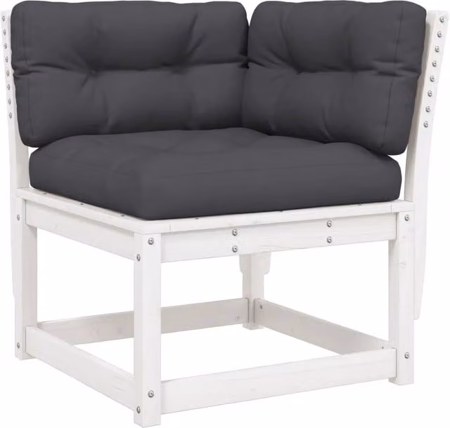 Berkfield Home Rustic White Pine Garden Corner Sofa with Cushions W/D/H: 73 x 73 x 78 cm