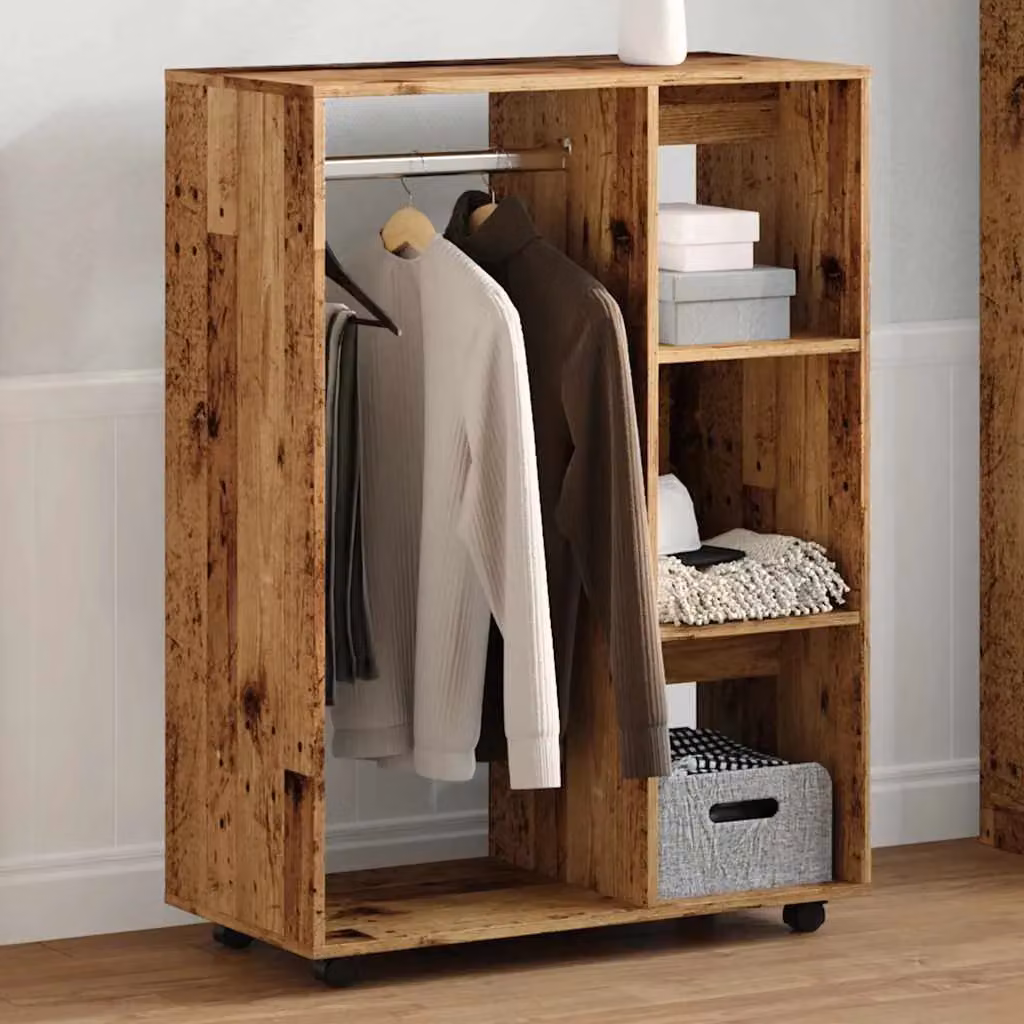 Berkfield Home Rustic Old Wood Wardrobe in Brown, W/D/H: 80 x 40 x 110 cm – 4