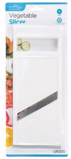 Ashley White Vegetable Slicer with Stainless Steel Blades and Non-Slip Base
