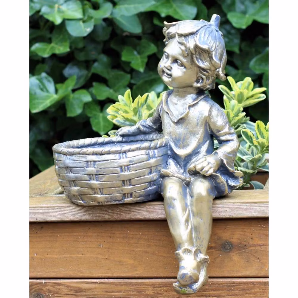 SPETLEK Boy Cherub Tabletop Garden Ornament in Grey – 4