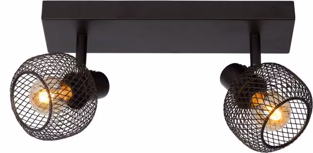Lucide Maren Retro Dimmable and Adjustable Twin Ceiling Spotlight in Black – 6