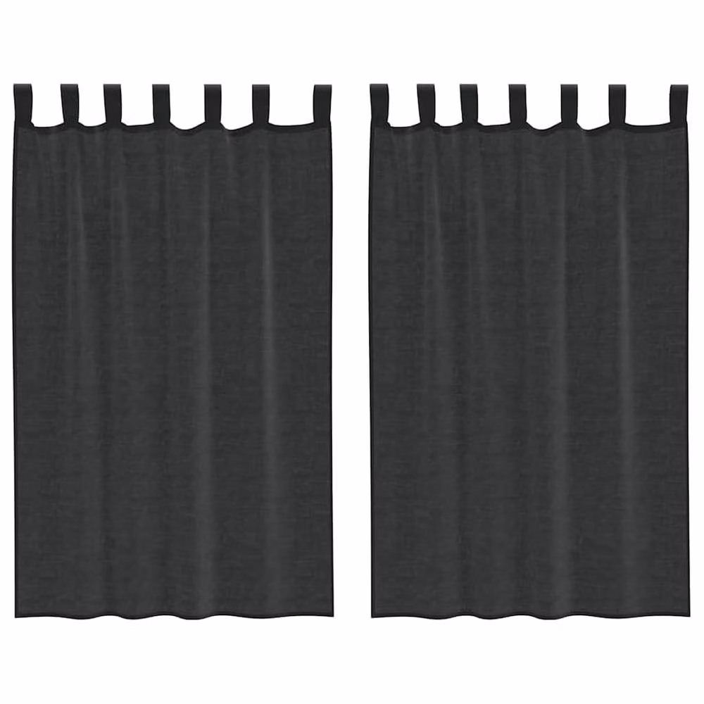 Berkfield Home Black Voile Tab Top Curtains, 2 Pack, W: 140 cm, H: 175 cm – 3
